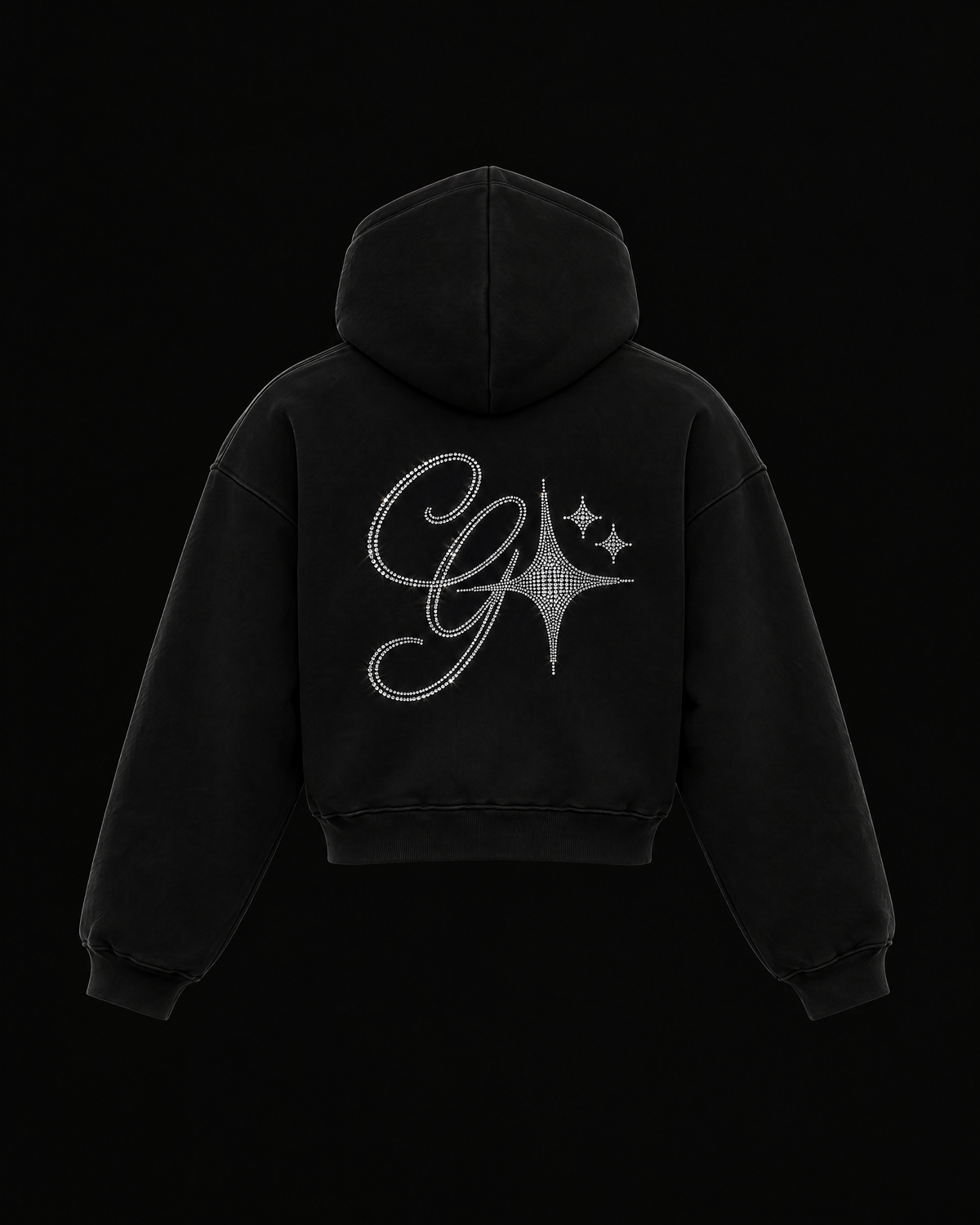Gobz ZIP-UP noir — vue arrière avec logo en strass, DROP 001