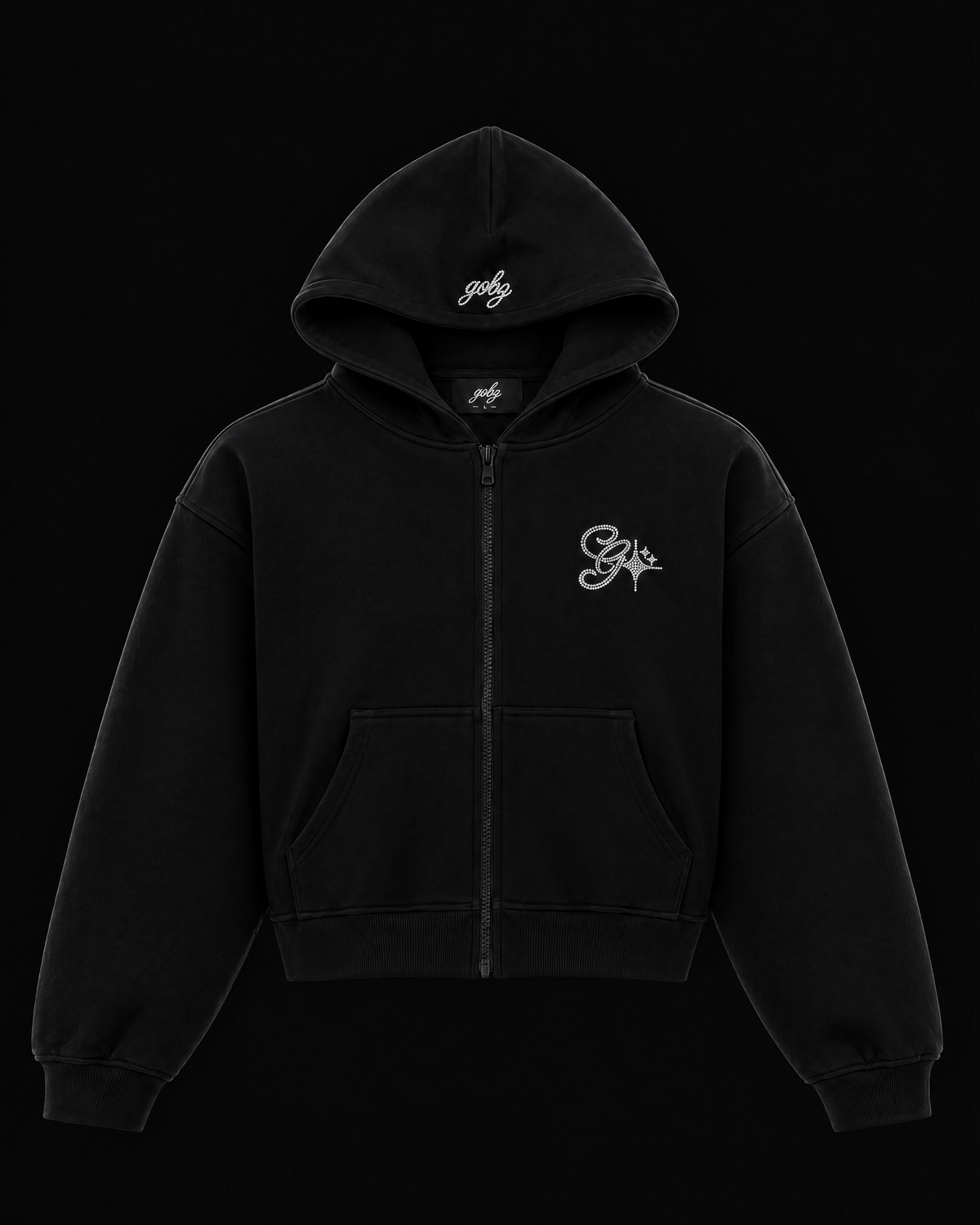 Gobz ZIP-UP noir — vue avant, DROP 001