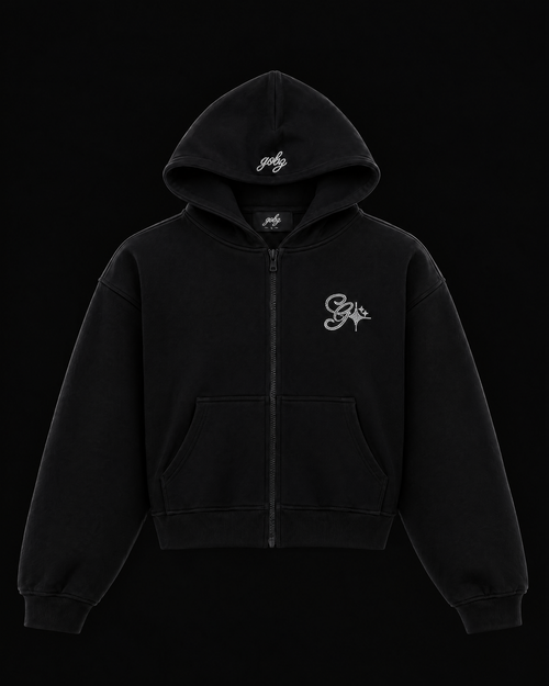 Gobz ZIP-UP noir — vue avant, DROP 001